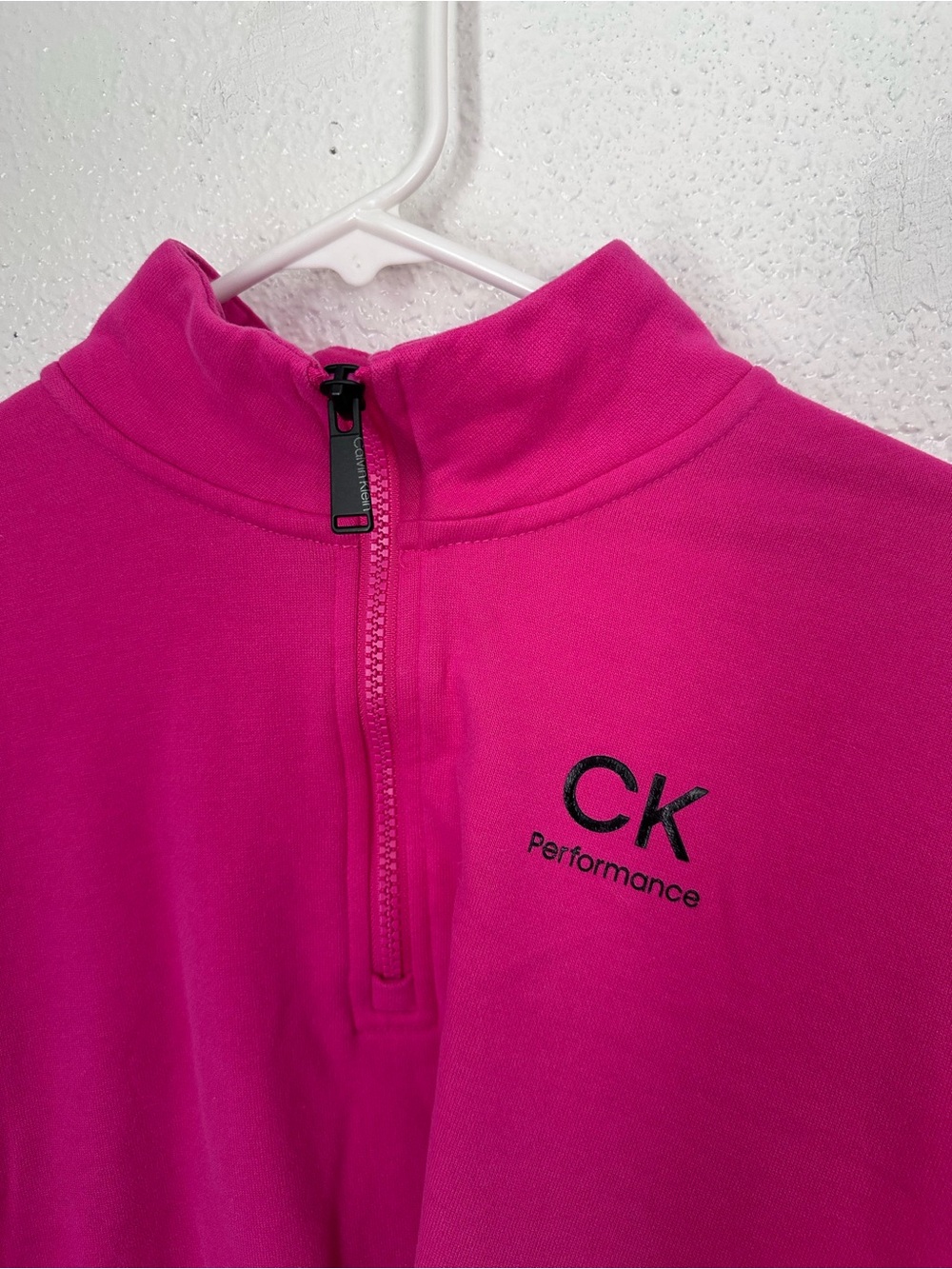 Calvin Klein Performance Hot Pink Quarter Zip Cropped Sweatshirt Women’s Large - Picture 2 of 7
